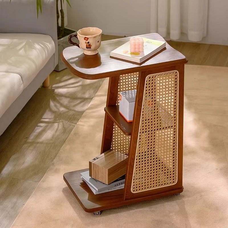 Coffee Tea Or - Meja Samping Kayu Solid Gaya Modern,