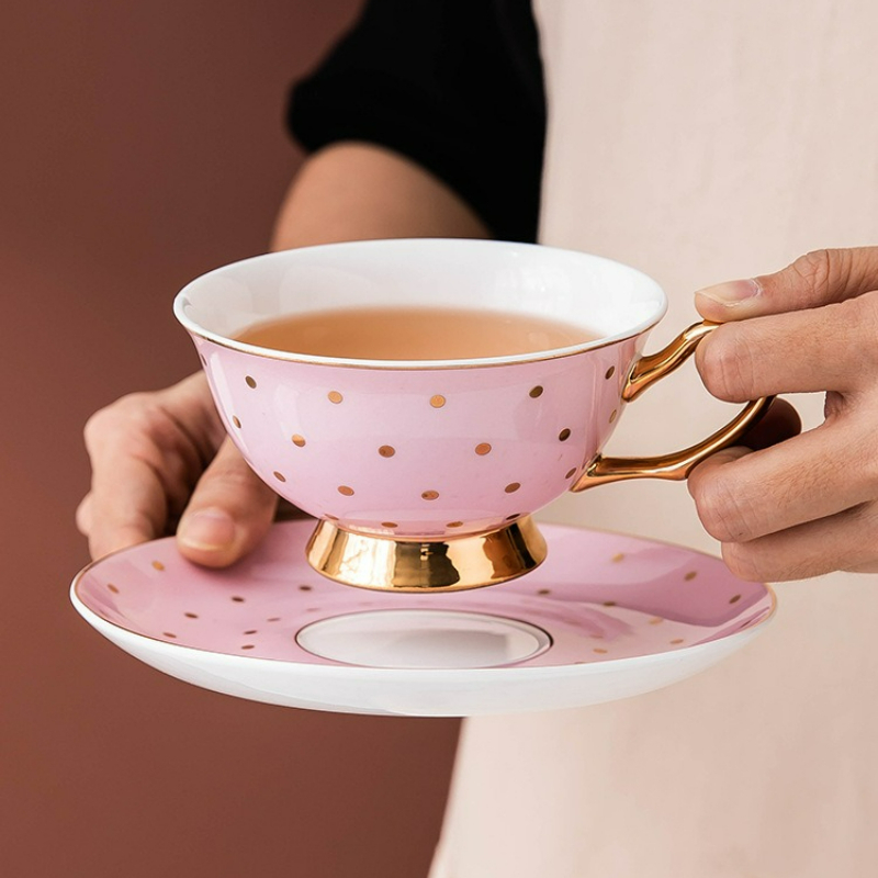 Coffee Tea Sugar Set - Mug Kopi Keramik Warna Pink dengan