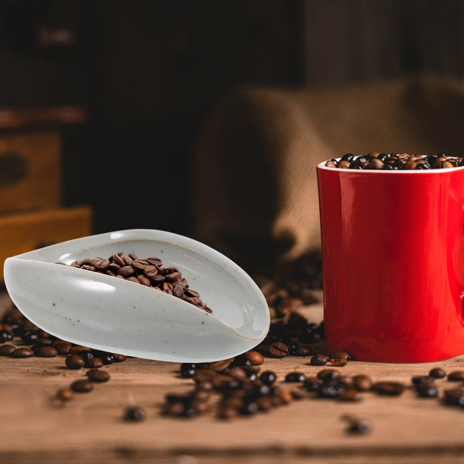 Coffee Bean And Tea Leaf - Nampan Dosis Biji Kopi Keramik, Cangkir
