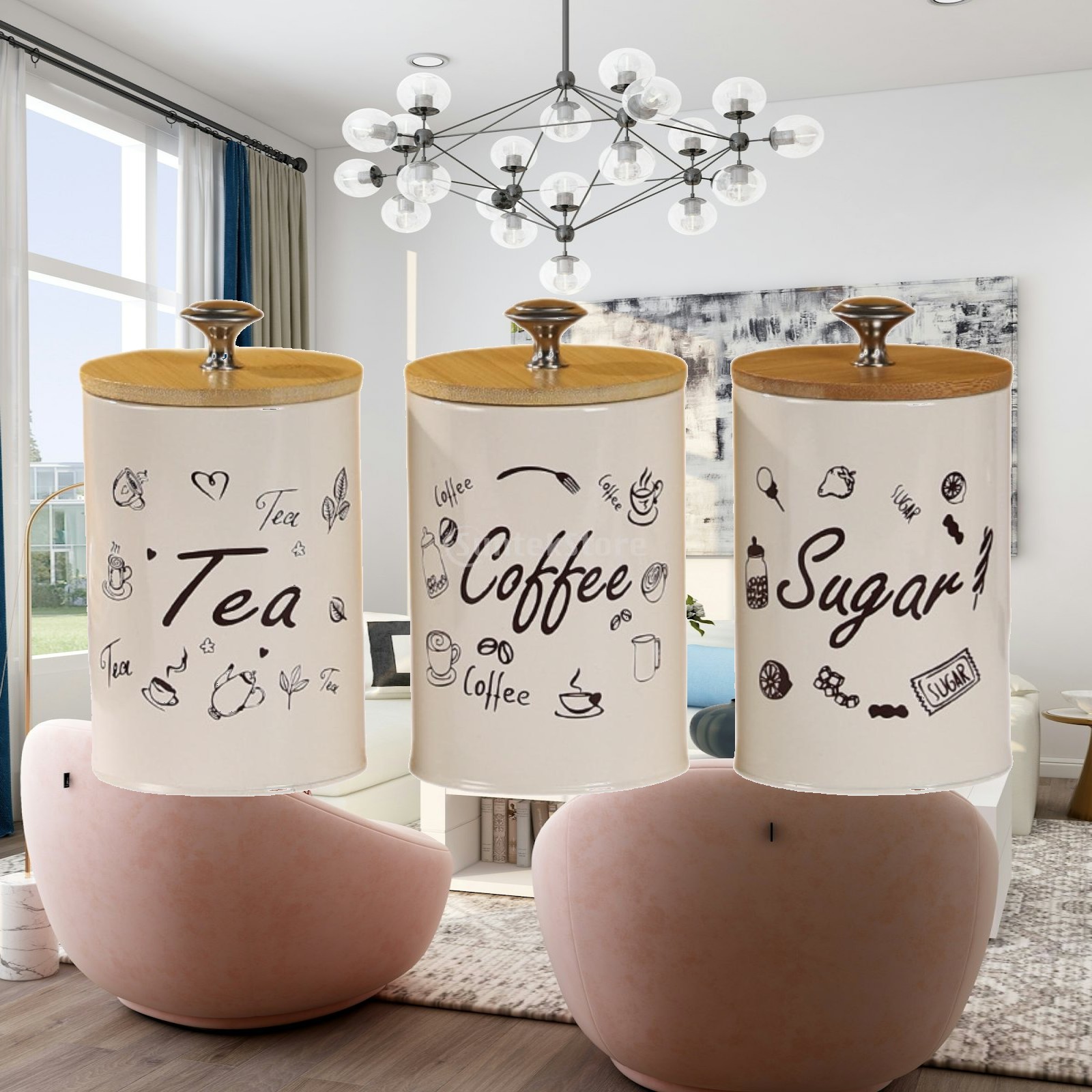 Coffee Tea And Sugar Canister Set - Set Stoples Kopi Teh Gula Gaya