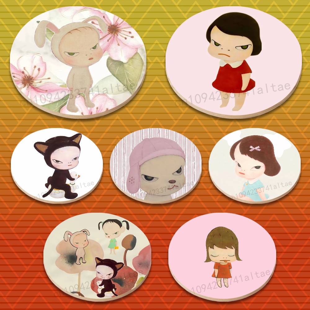 Coffee Y Tea - Y-Yoshitomo N-Nara A-Art Tatakan Gelas Kayu