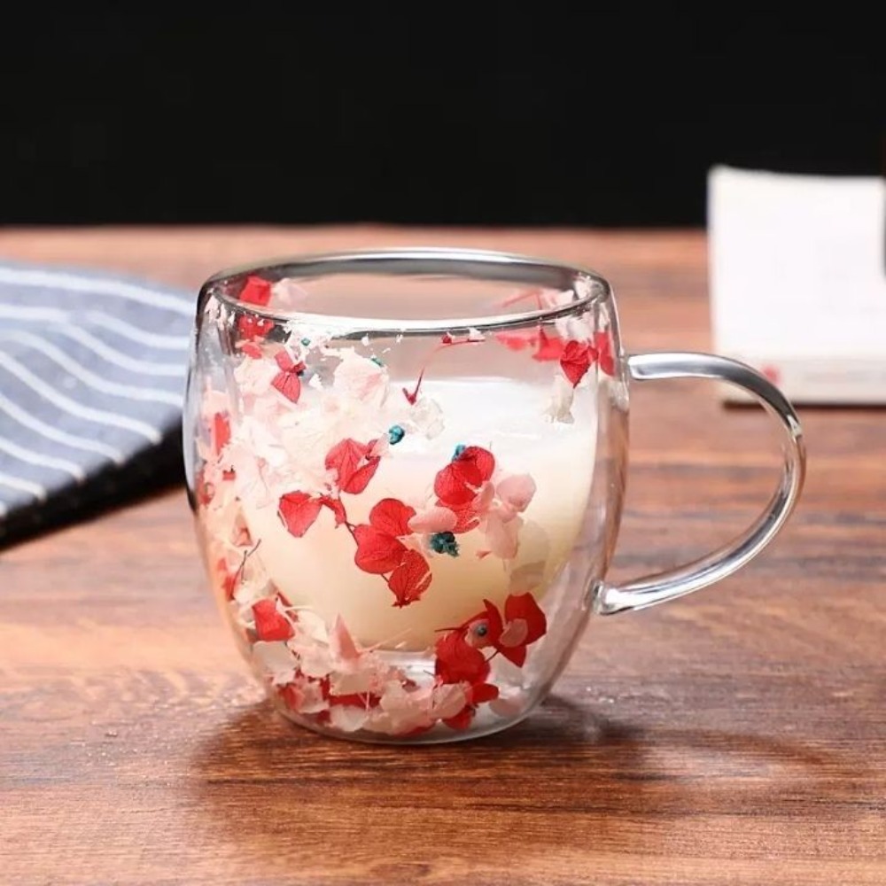 Coffee Tea Or - Mug Kaca Dinding Ganda 250ml dengan