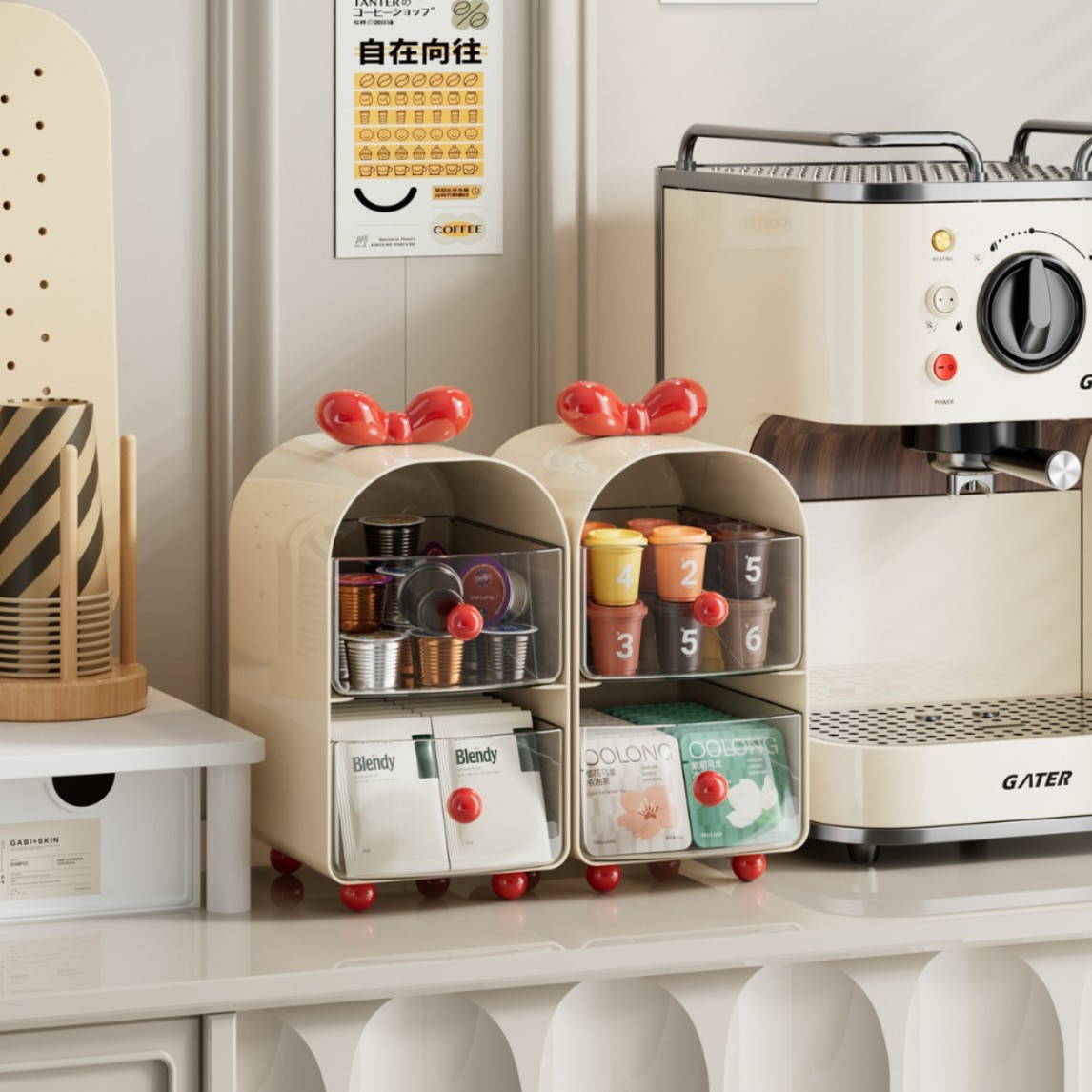 Coffee Tea Organizer - Organizer Kapsul Kopi Creamy, Kotak Penyimpanan