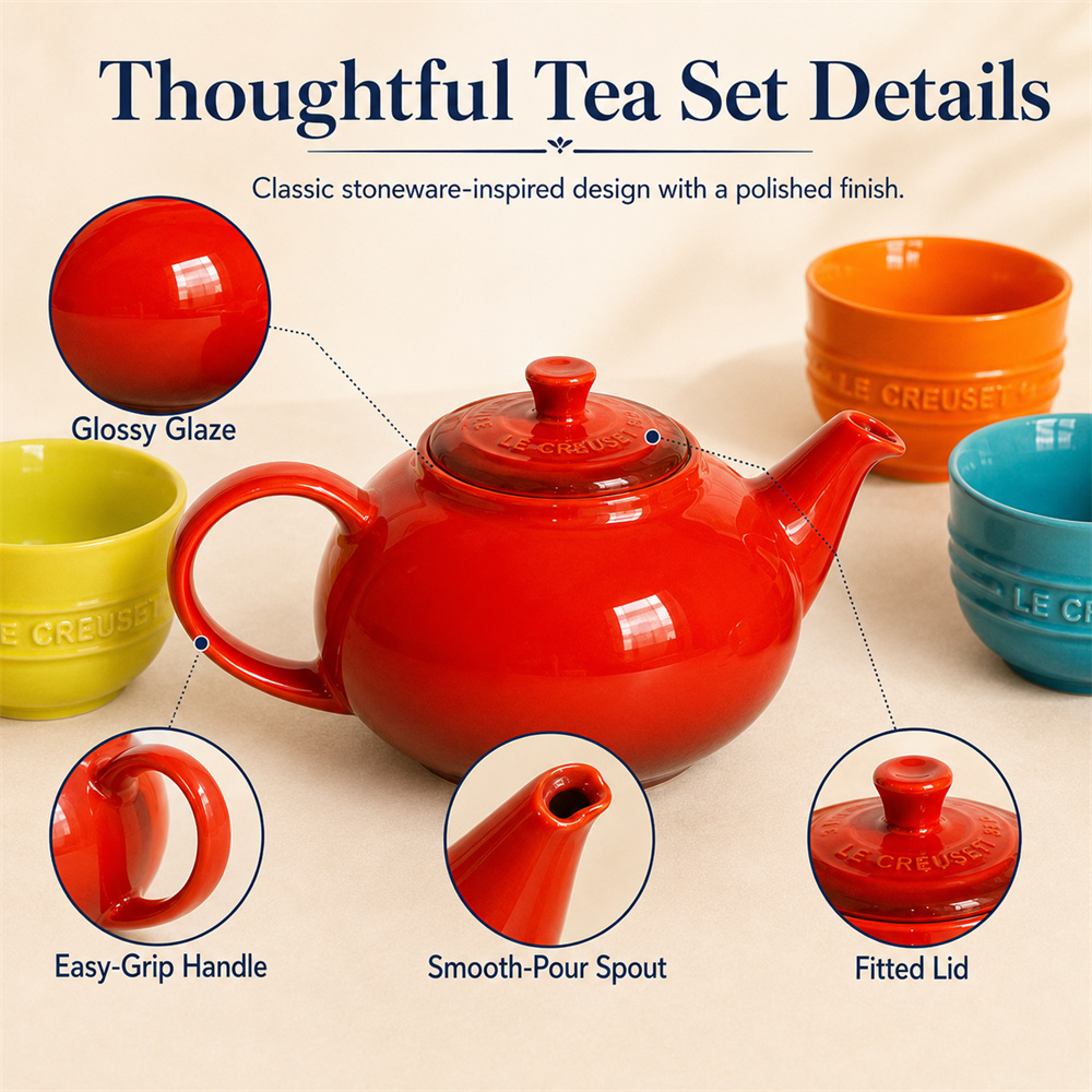 5 Set Le Creuset Teapot Stonew - Coffee Tea Organizer ulasan dan harga