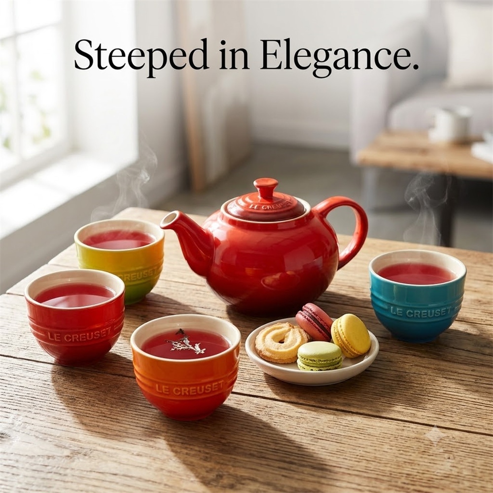 5 Set Le Creuset Teapot Stonew - Coffee Tea Organizer ulasan dan harga