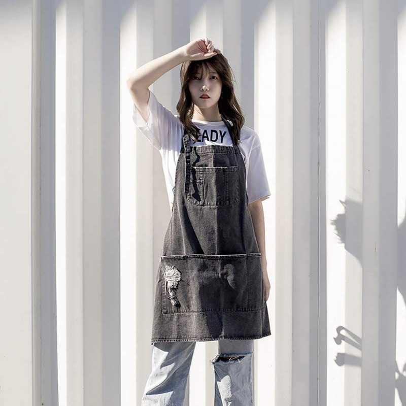 Celemek Denim Katun Cuci Jepan - Coffee Tea Garden ulasan dan harga