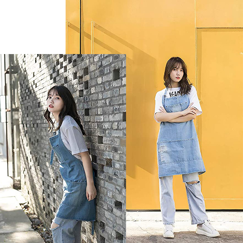 Celemek Denim Katun Cuci Jepan - Coffee Tea Garden ulasan dan harga
