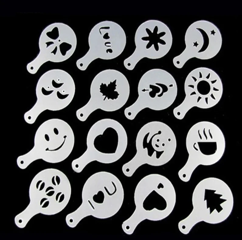 Cetakan kopi Latte, 16 buah/se - Coffee Stencil Art ulasan dan harga