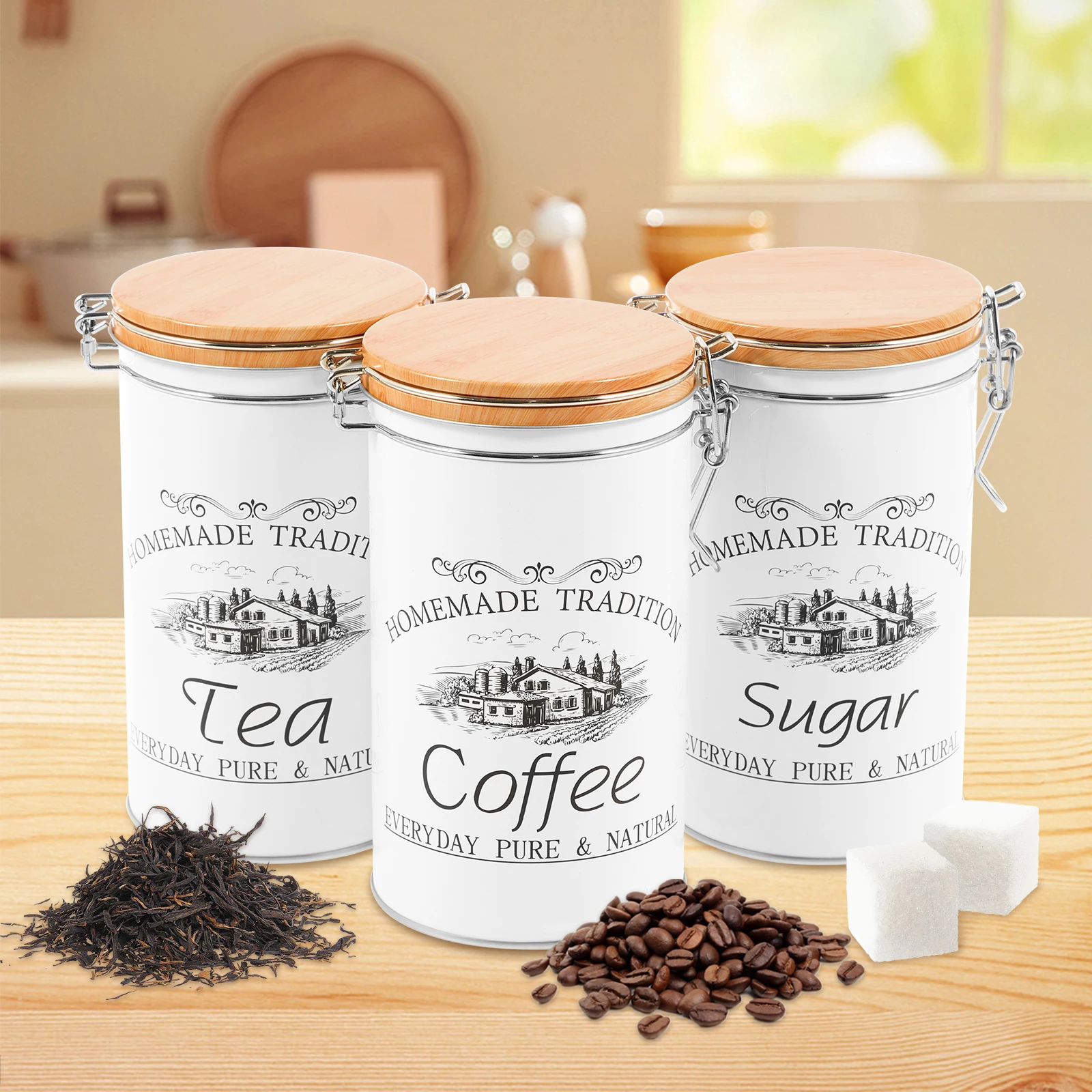 3 Buah/Set Kaleng Gula Kopi Te - Coffee Tea And Sugar Canister Set ulasan dan harga