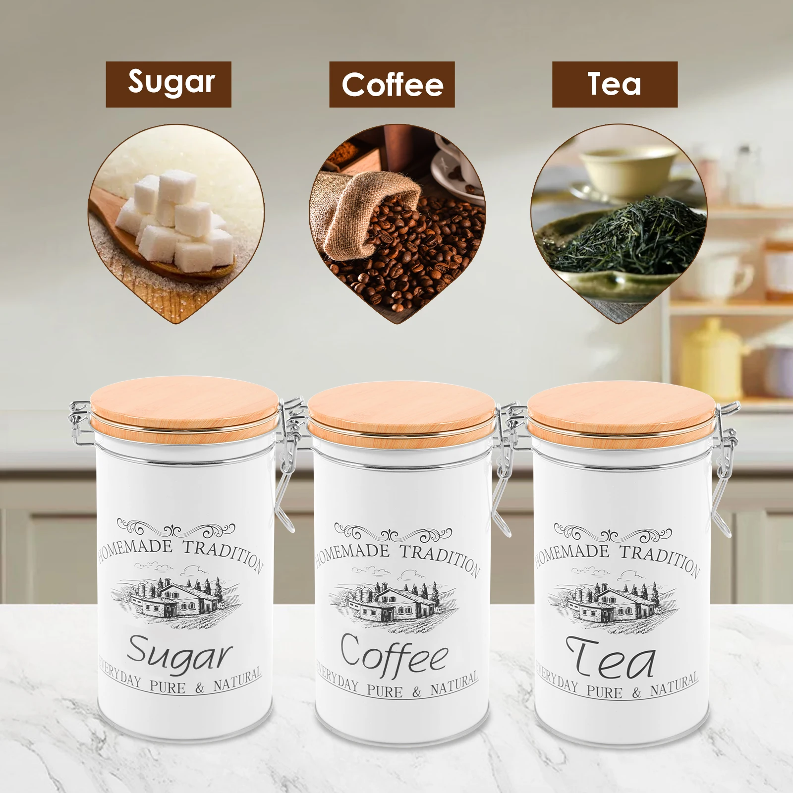 3 Buah/Set Kaleng Gula Kopi Te - Coffee Tea And Sugar Canister Set ulasan dan harga