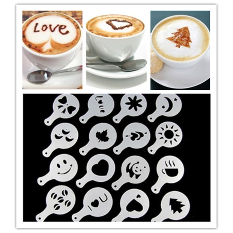 16 Buah Stensil Seni Kopi Alat - Coffee Stencil Art ulasan dan harga